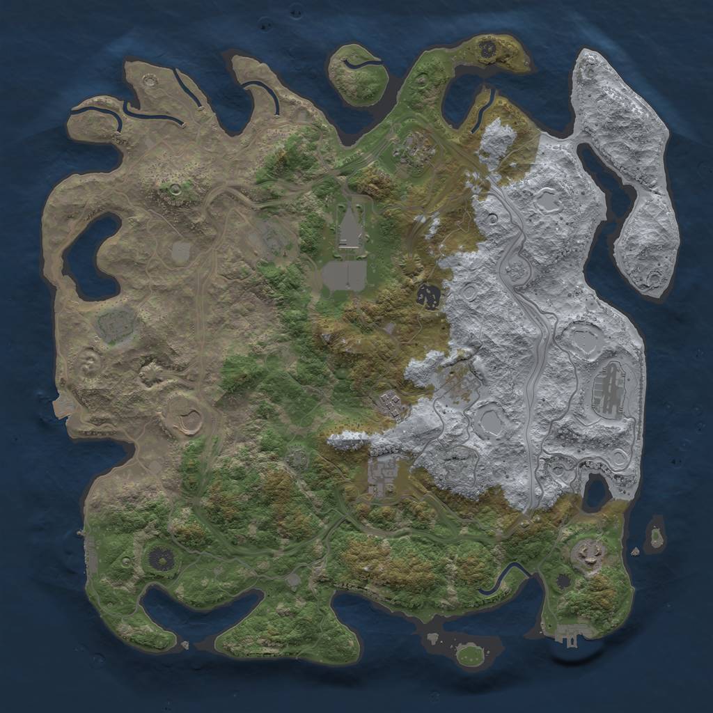Rust Map: Procedural Map, Size: 4250, Seed: 641770423, 19 Monuments