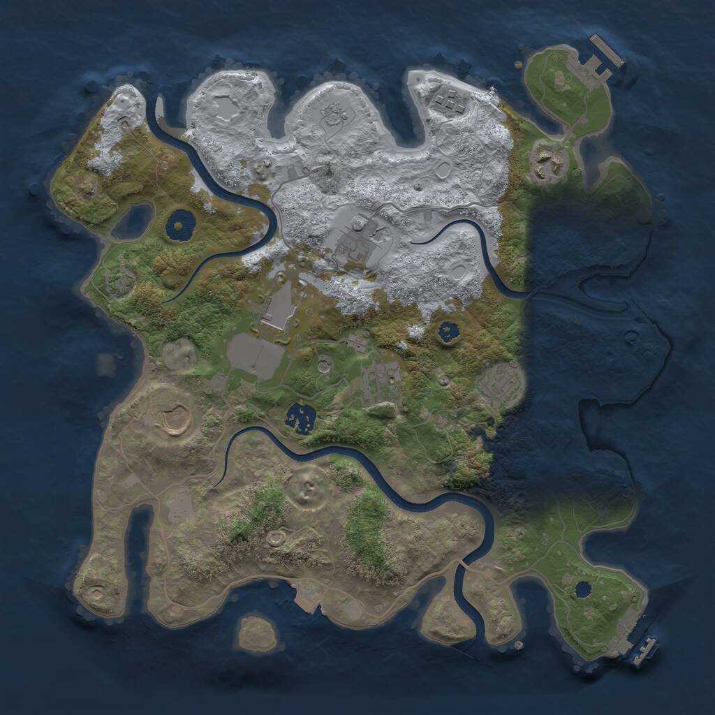 Rust Map: Procedural Map, Size: 3500, Seed: 1460568972, 14 Monuments