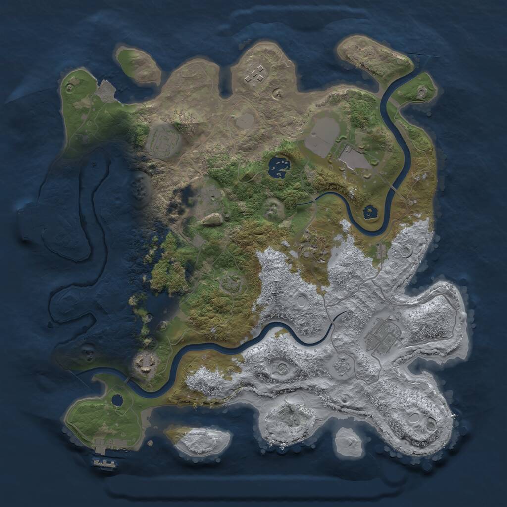 Rust Map: Procedural Map, Size: 3500, Seed: 425503009, 15 Monuments