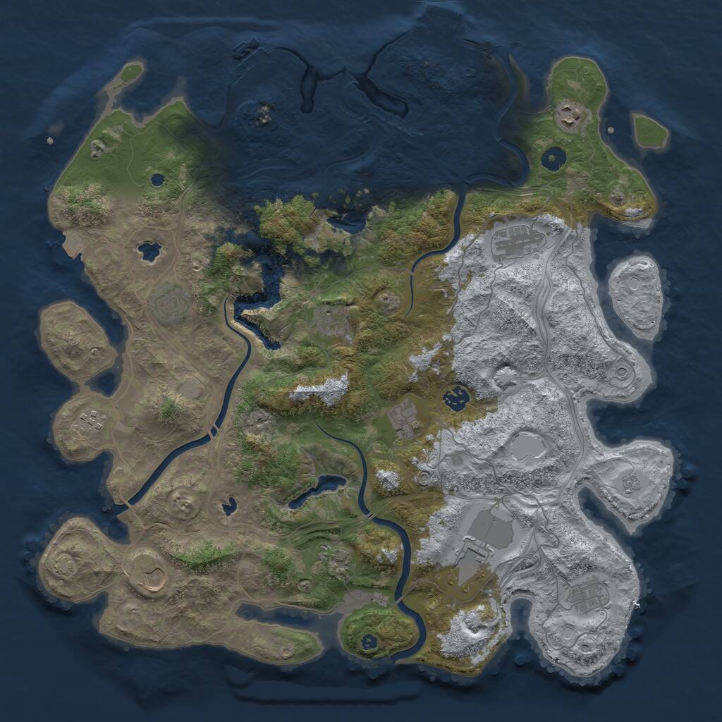 Rust Map: Procedural Map, Size: 4500, Seed: 2147137833, 17 Monuments