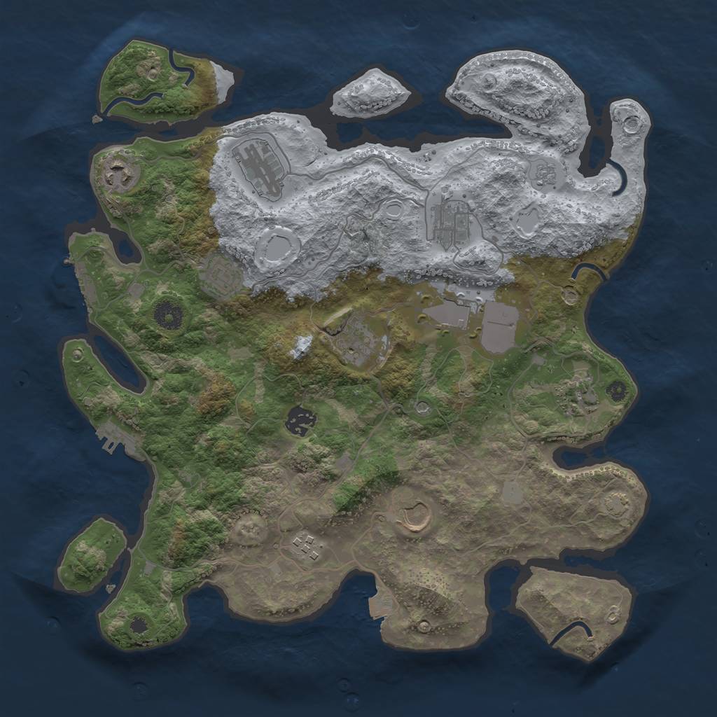 Rust Map: Procedural Map, Size: 3700, Seed: 939965608, 18 Monuments