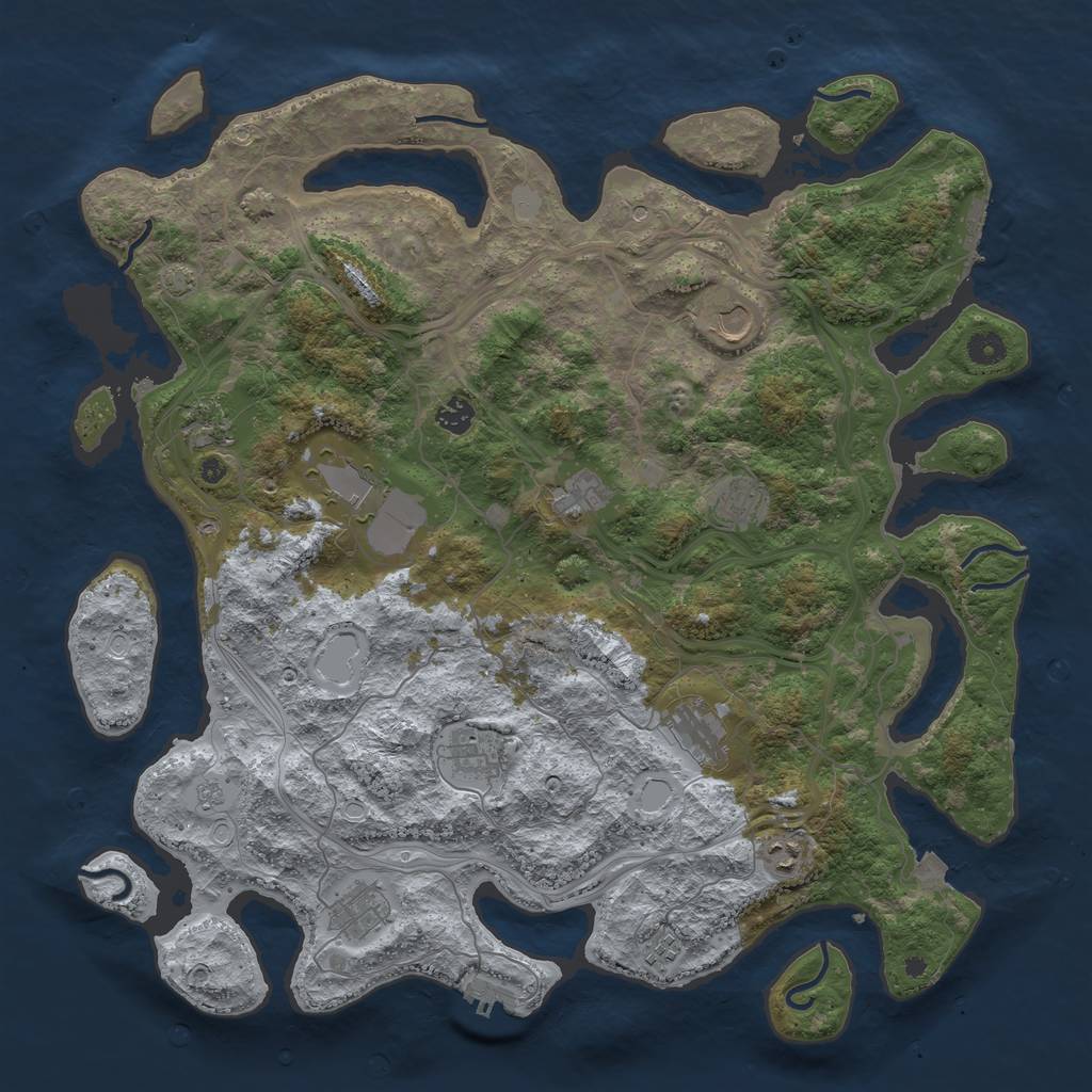 Rust Map: Procedural Map, Size: 4500, Seed: 105511386, 19 Monuments