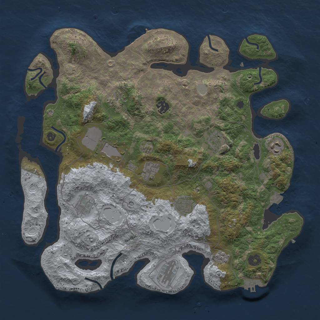 Rust Map: Procedural Map, Size: 3800, Seed: 11197224, 18 Monuments