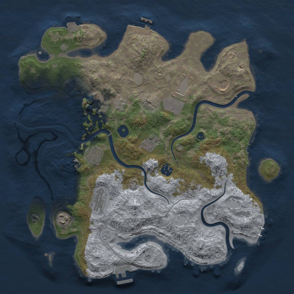 Rust Map: Procedural Map, Size: 3800, Seed: 6872, 16 Monuments