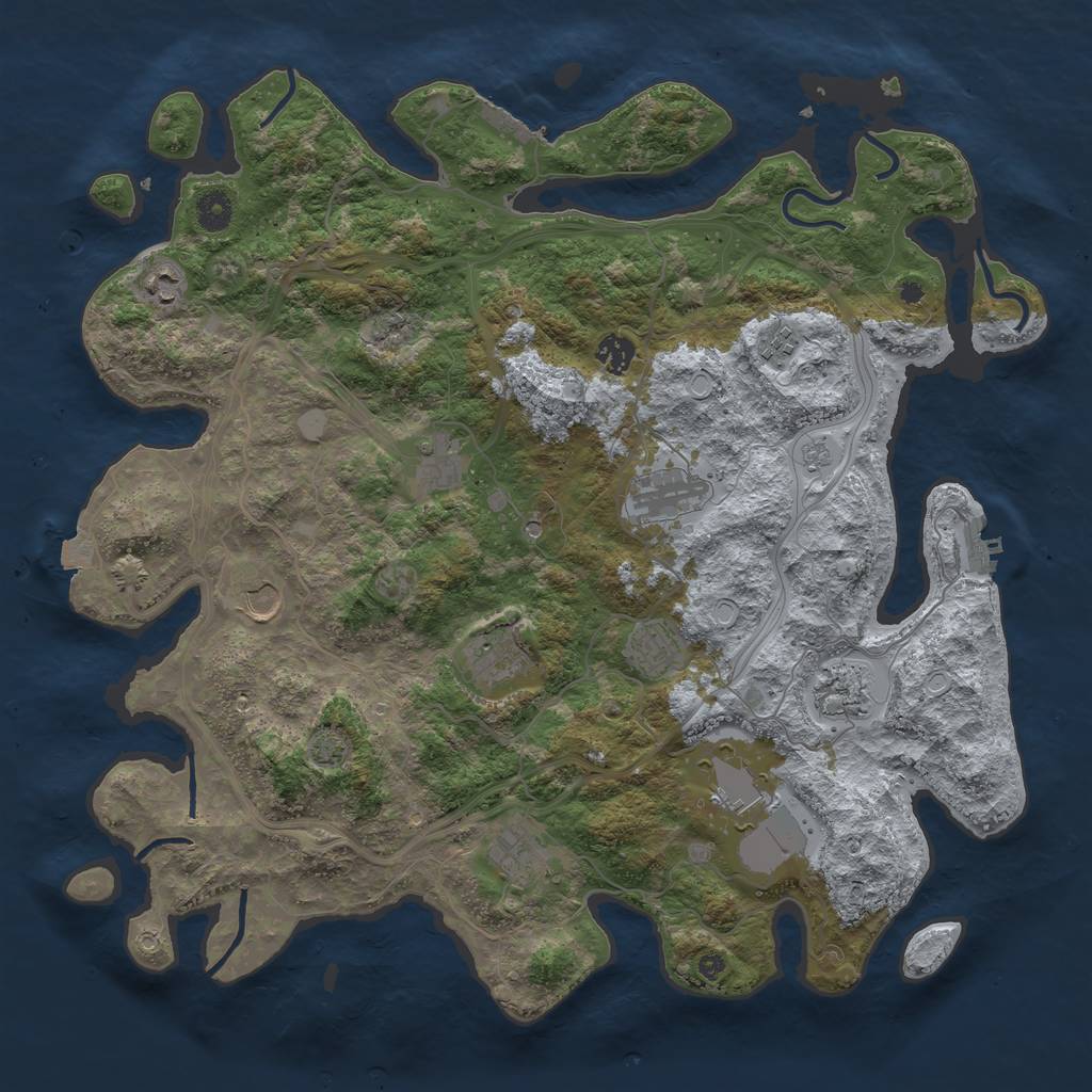 Rust Map: Procedural Map, Size: 4250, Seed: 1198007993, 19 Monuments