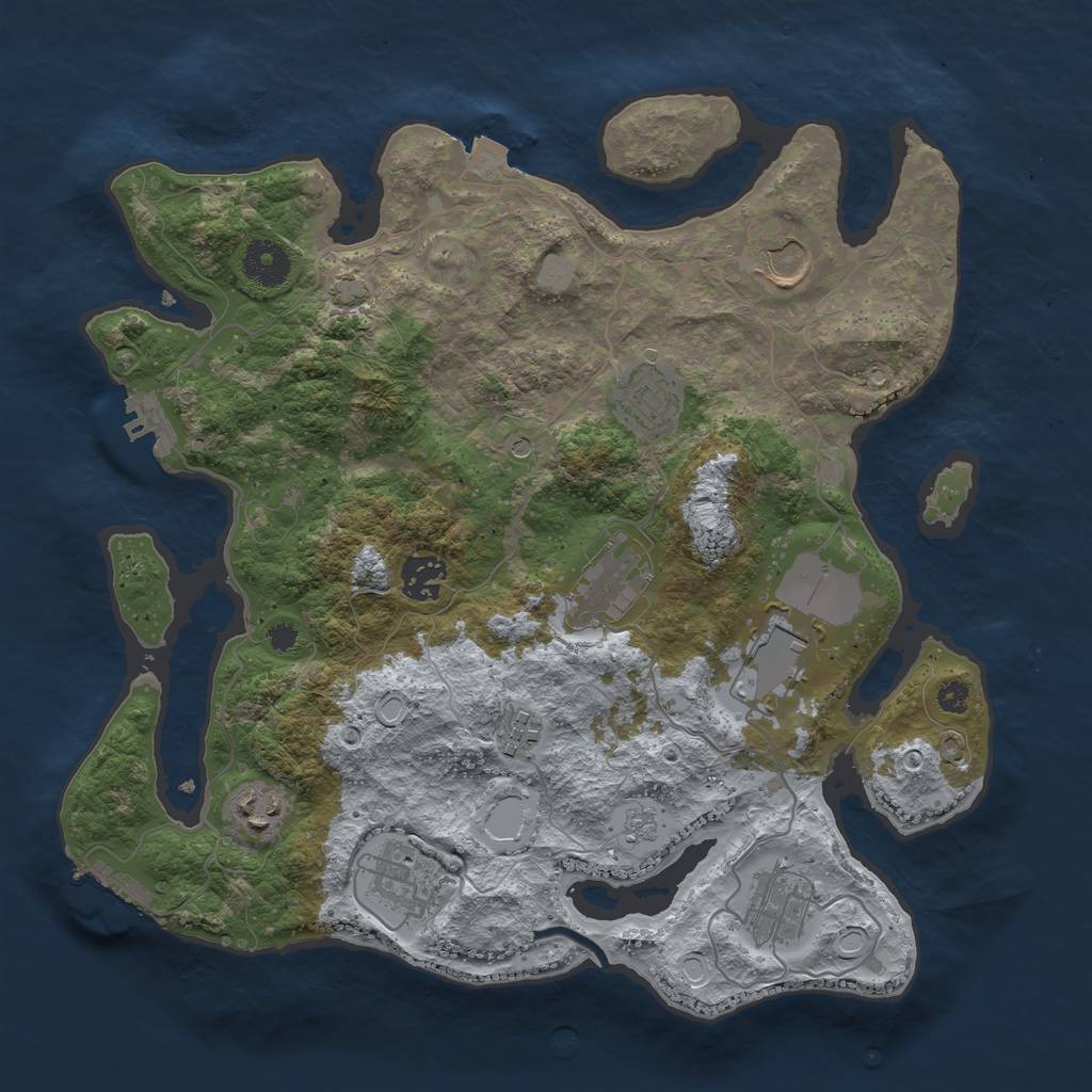 Rust Map: Procedural Map, Size: 3500, Seed: 990269, 17 Monuments