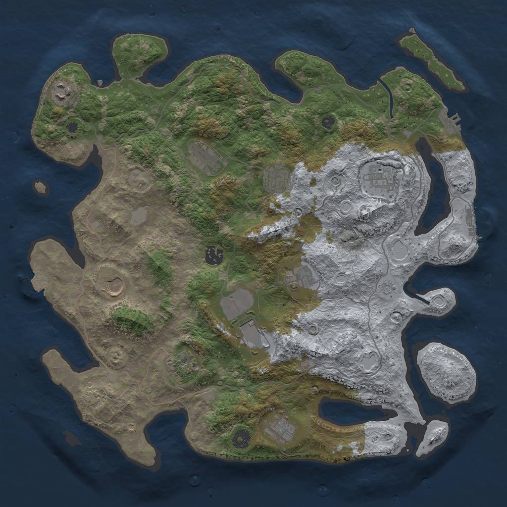 Rust Map: Procedural Map, Size: 4000, Seed: 72689813, 18 Monuments