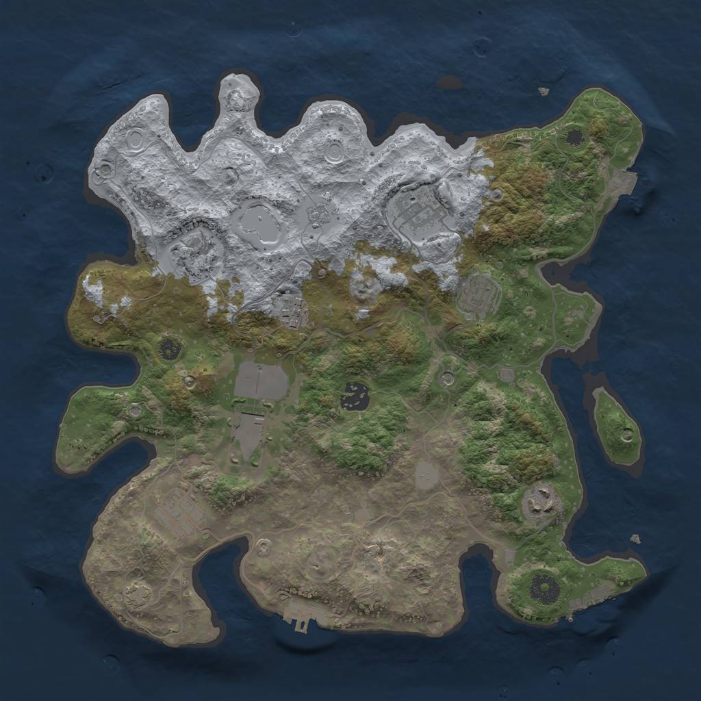 Rust Map: Procedural Map, Size: 3500, Seed: 431096607, 16 Monuments