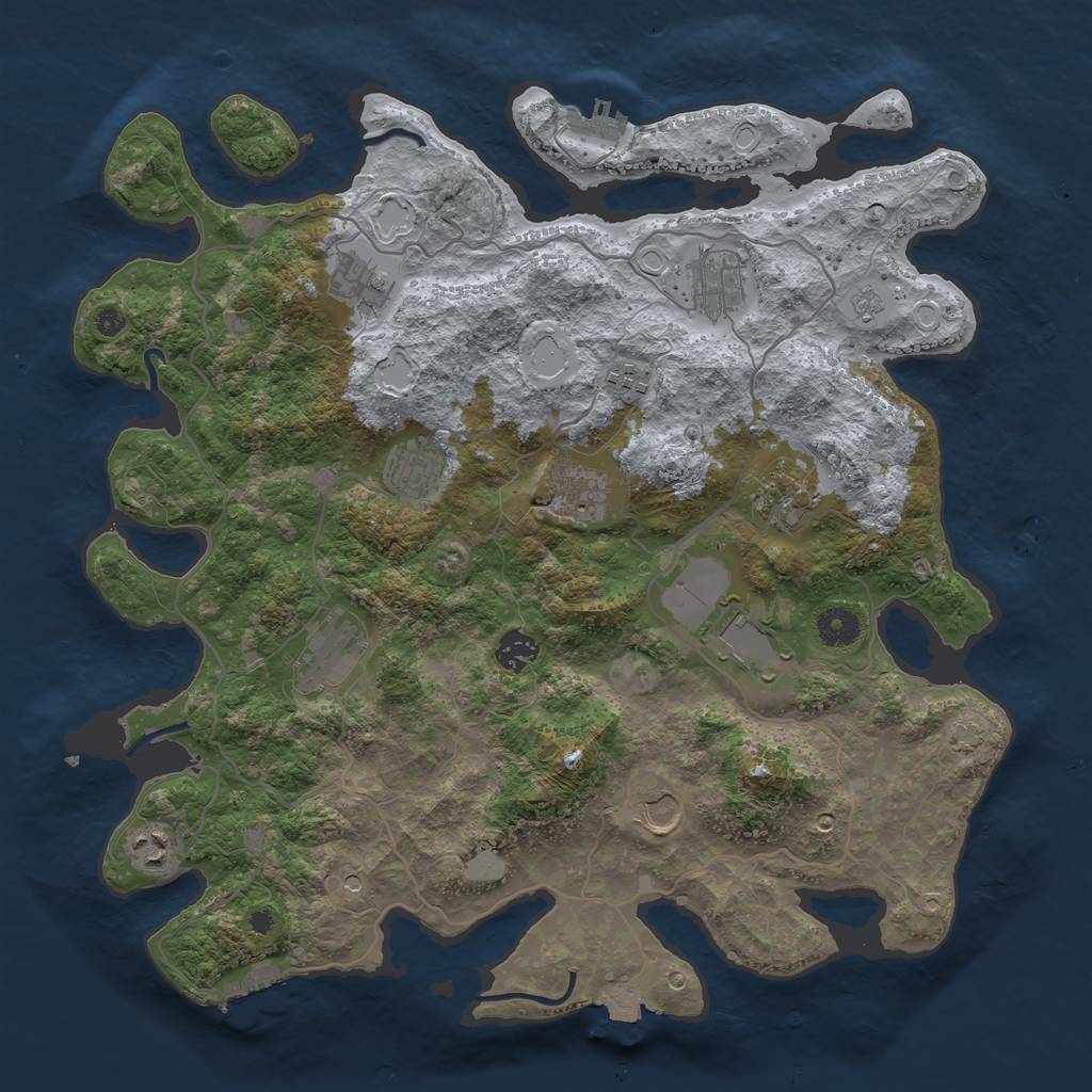 Rust Map: Procedural Map, Size: 4000, Seed: 402098417, 19 Monuments