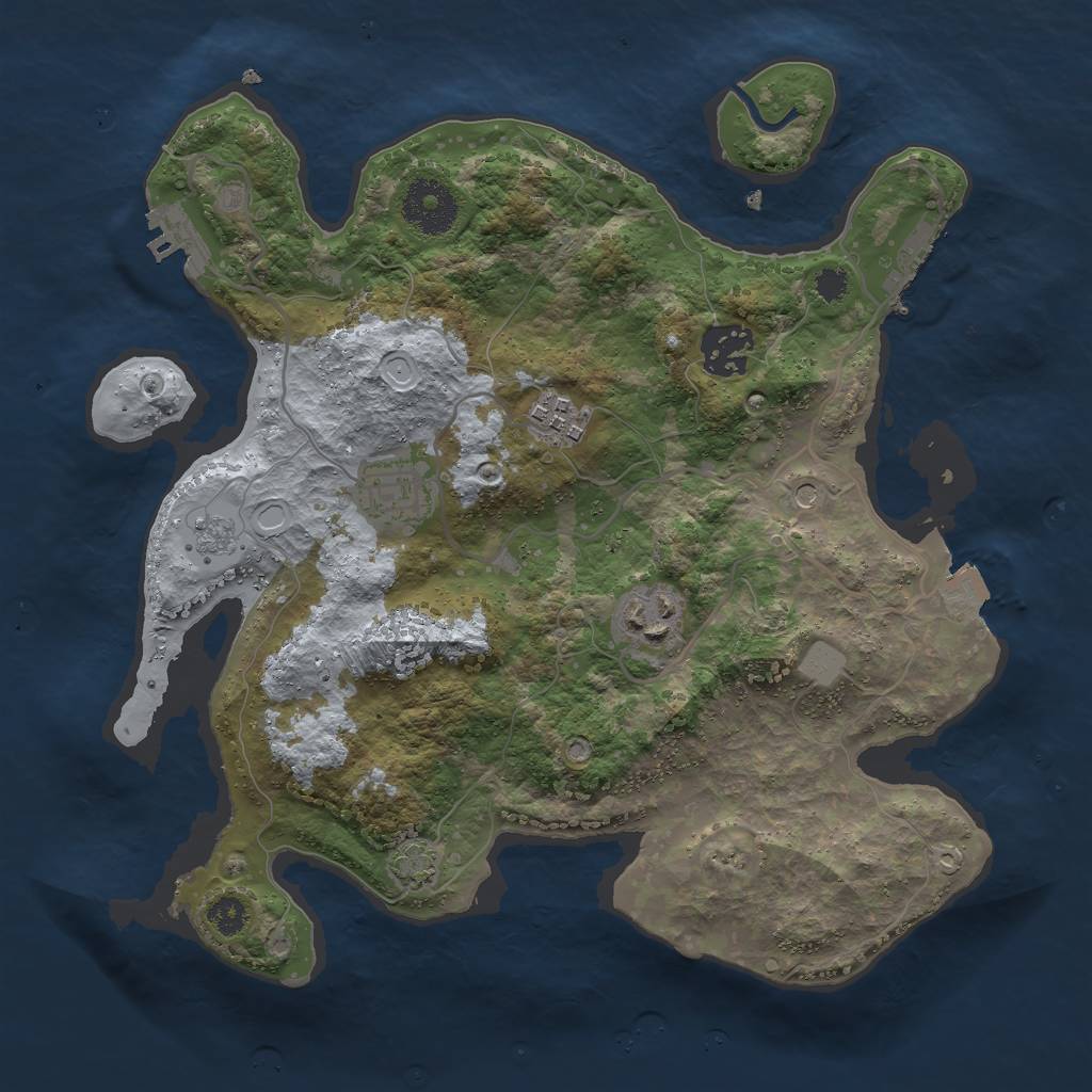Rust Map: Procedural Map, Size: 3000, Seed: 74532349, 12 Monuments