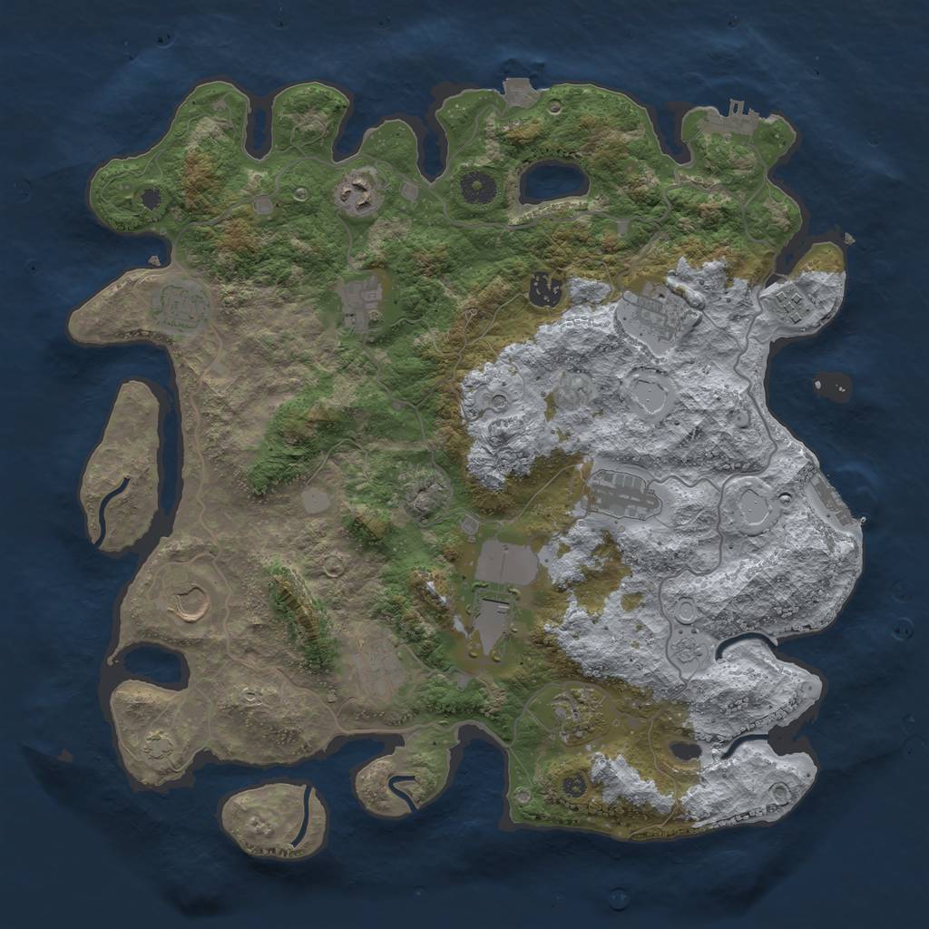Rust Map: Procedural Map, Size: 4000, Seed: 527799539, 19 Monuments