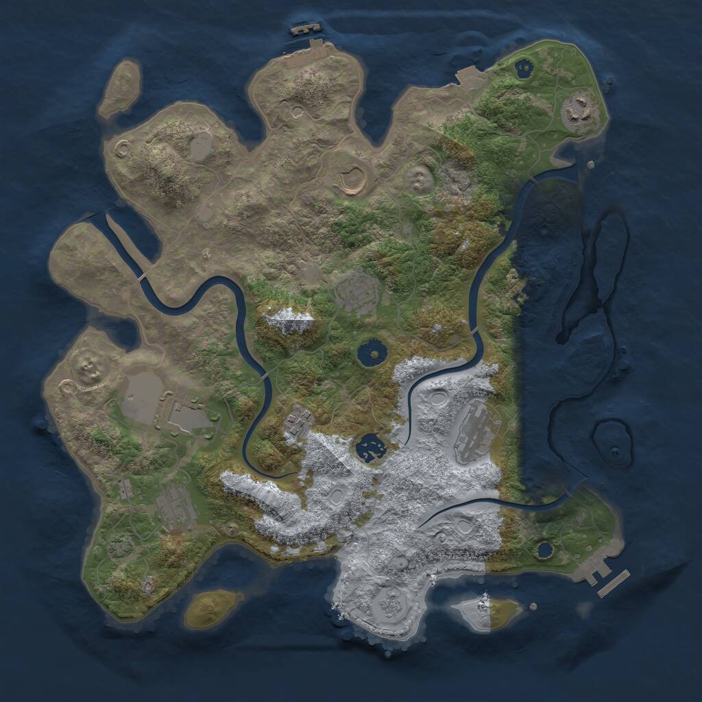 Rust Map: Procedural Map, Size: 3750, Seed: 55634322, 14 Monuments