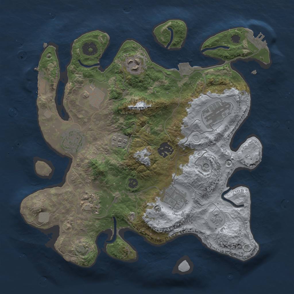 Rust Map: Procedural Map, Size: 3000, Seed: 1477163478, 16 Monuments