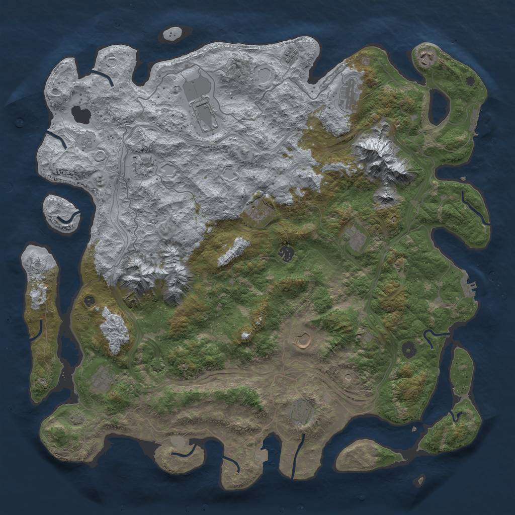 Rust Map: Procedural Map, Size: 5000, Seed: 747553885, 19 Monuments