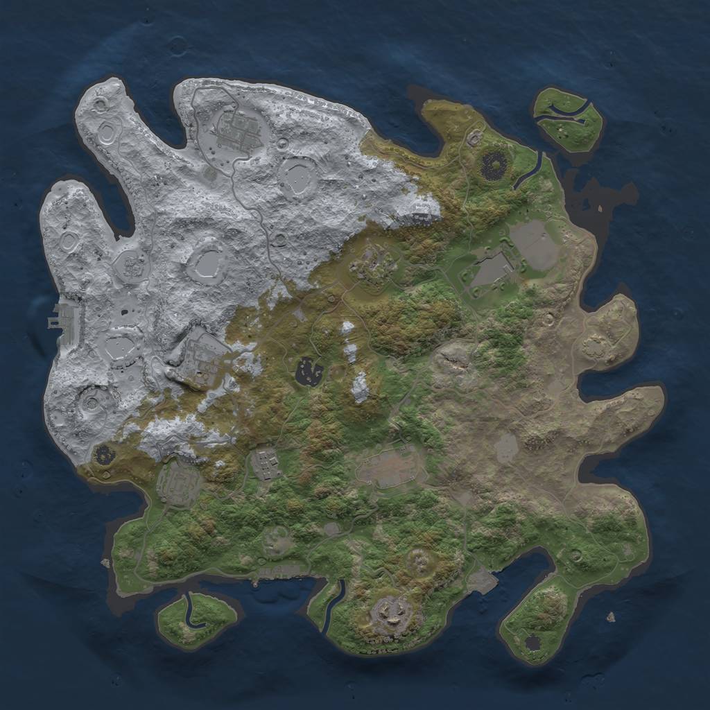 Rust Map: Procedural Map, Size: 3750, Seed: 180124, 17 Monuments