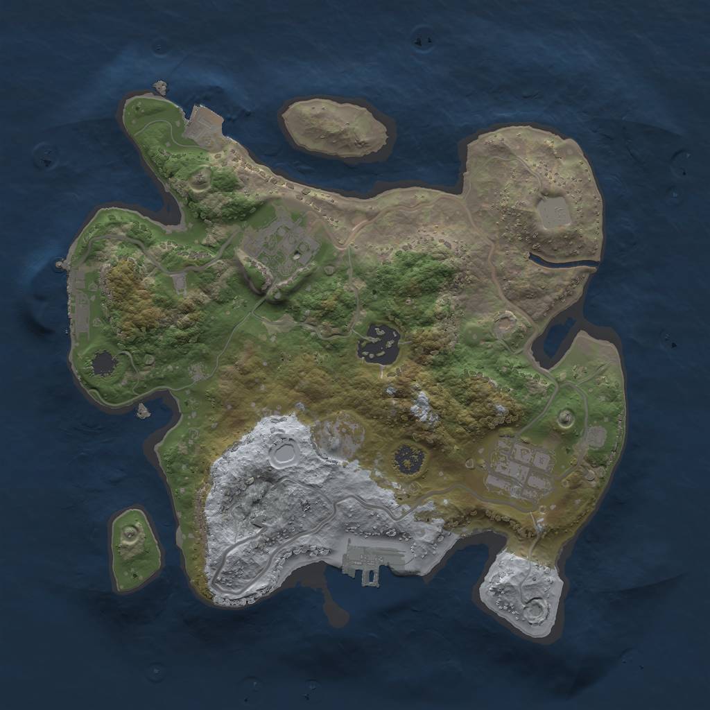 Rust Map: Procedural Map, Size: 2500, Seed: 1671331355, 8 Monuments