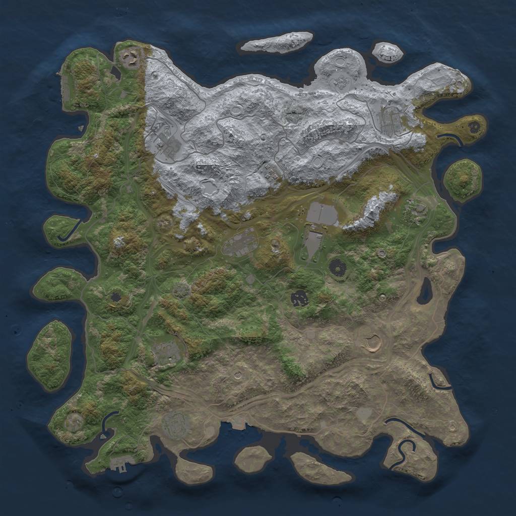 Rust Map: Procedural Map, Size: 4500, Seed: 2121184428, 19 Monuments
