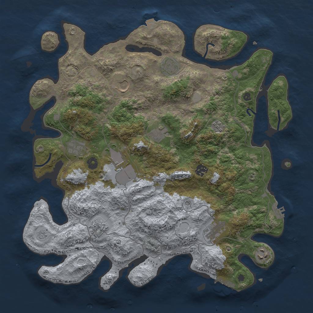 Rust Map: Procedural Map, Size: 4000, Seed: 616992554, 18 Monuments