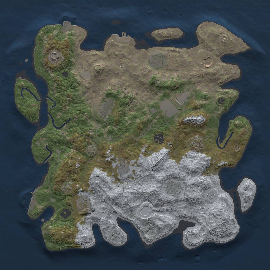Rust Map: Procedural Map, Size: 4000, Seed: 789305745, 19 Monuments