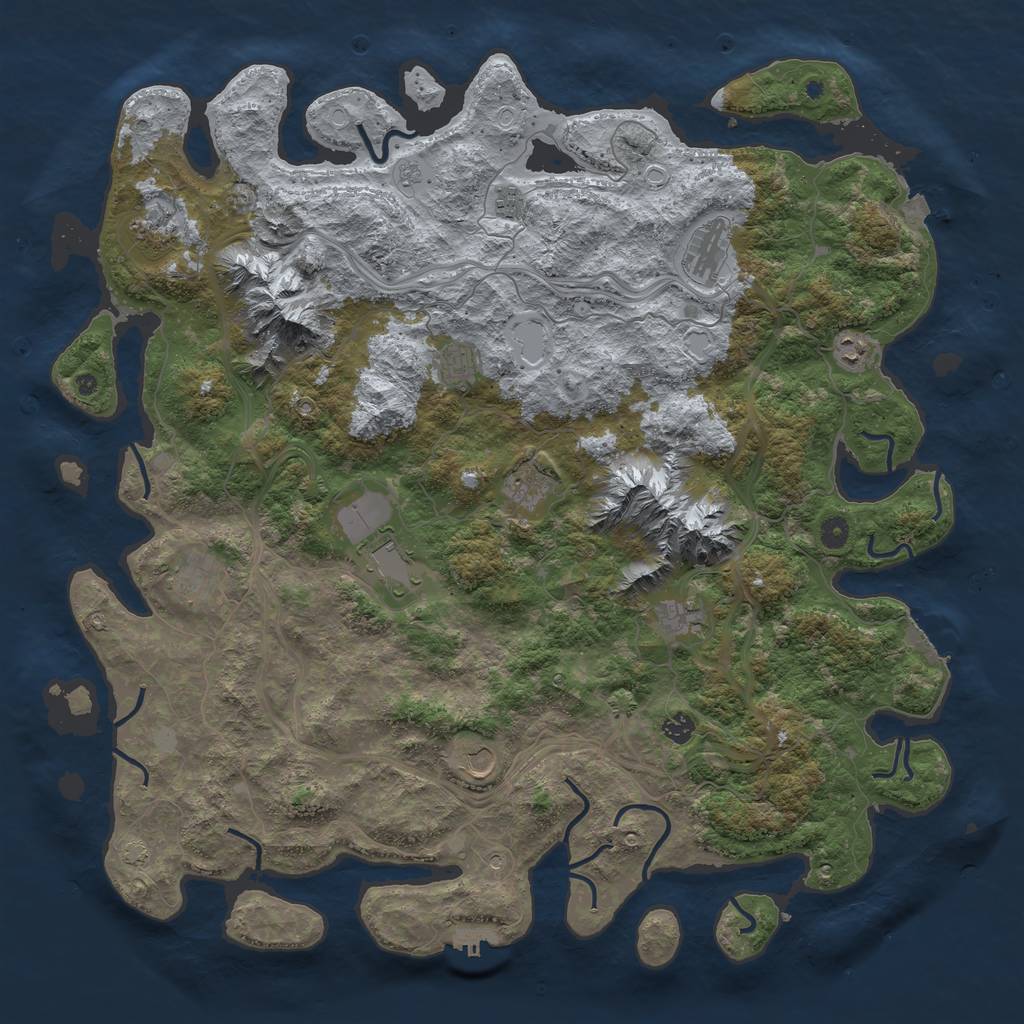 Rust Map: Procedural Map, Size: 5000, Seed: 1365386843, 19 Monuments