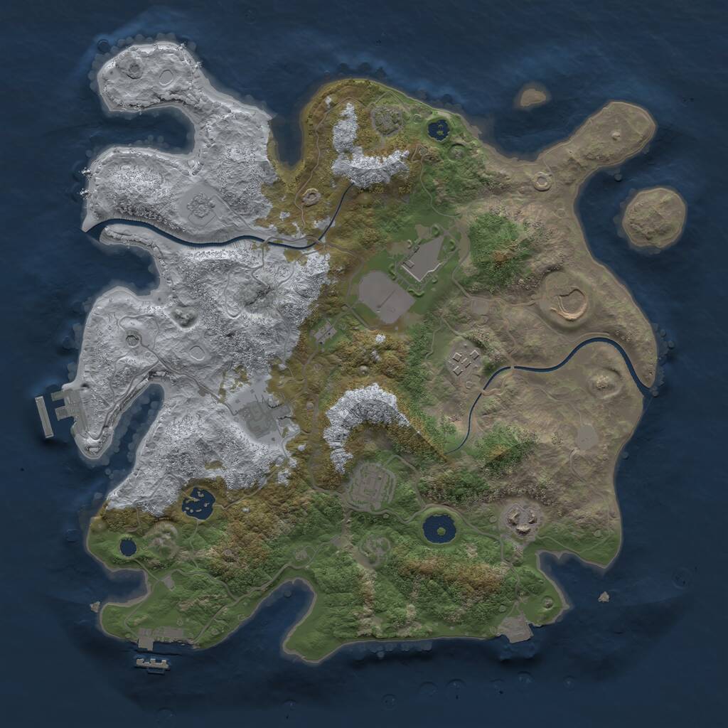 Rust Map: Procedural Map, Size: 3500, Seed: 699673171, 13 Monuments