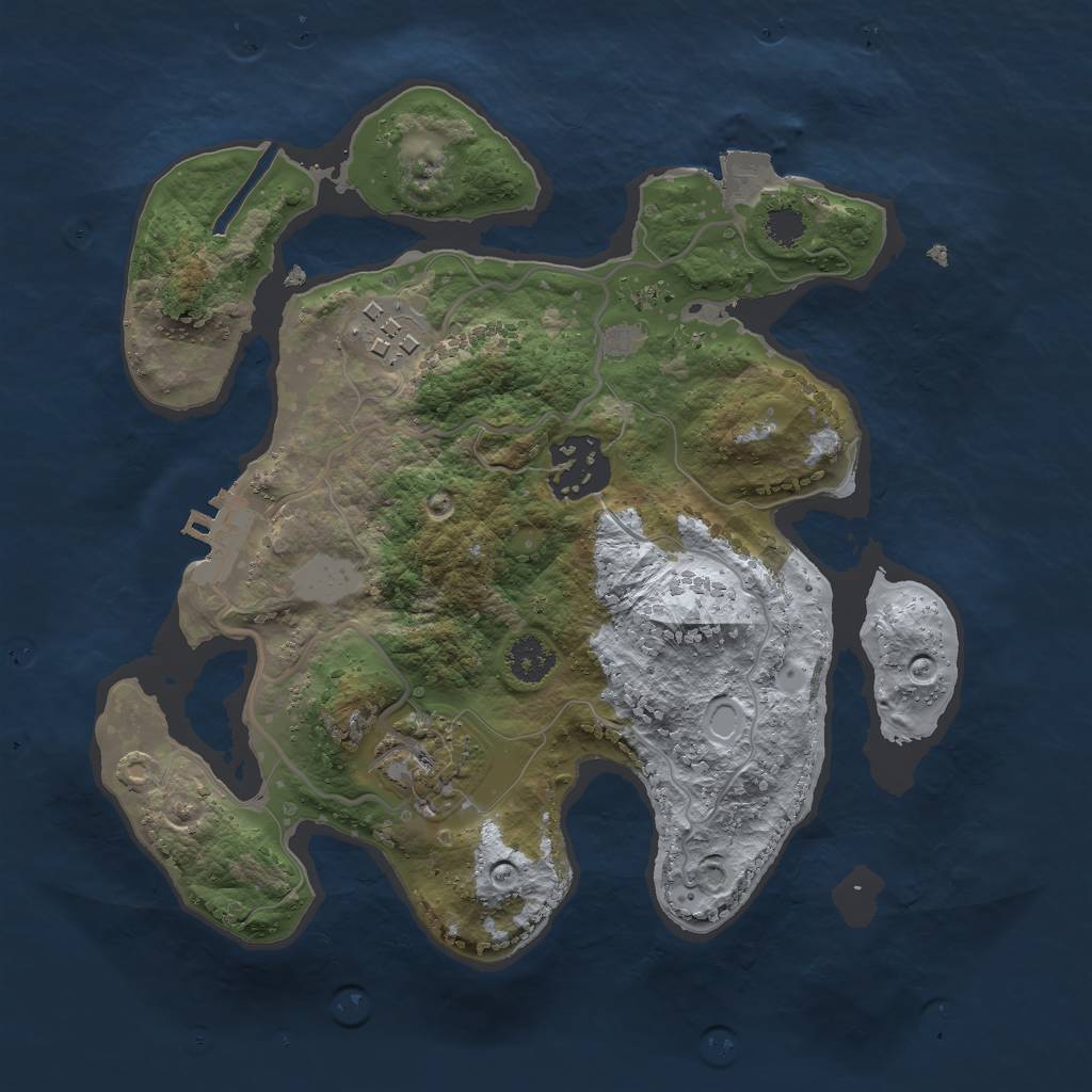 Rust Map: Procedural Map, Size: 2500, Seed: 1804459306, 7 Monuments