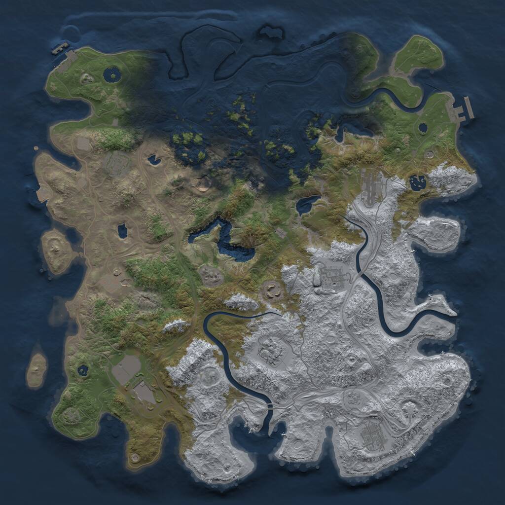 Rust Map: Procedural Map, Size: 4500, Seed: 520523198, 17 Monuments