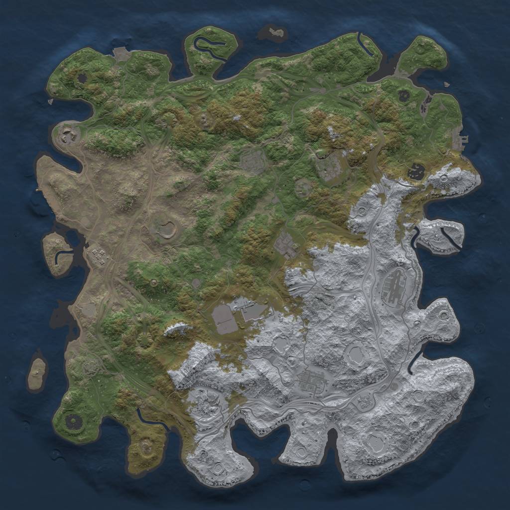 Rust Map: Procedural Map, Size: 4500, Seed: 520523198, 19 Monuments