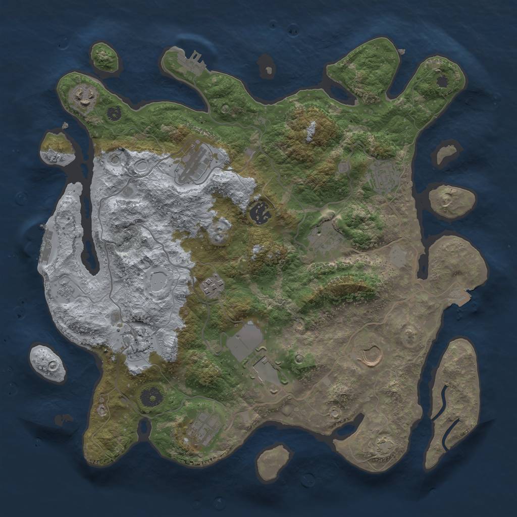 Rust Map: Procedural Map, Size: 3700, Seed: 454478593, 18 Monuments