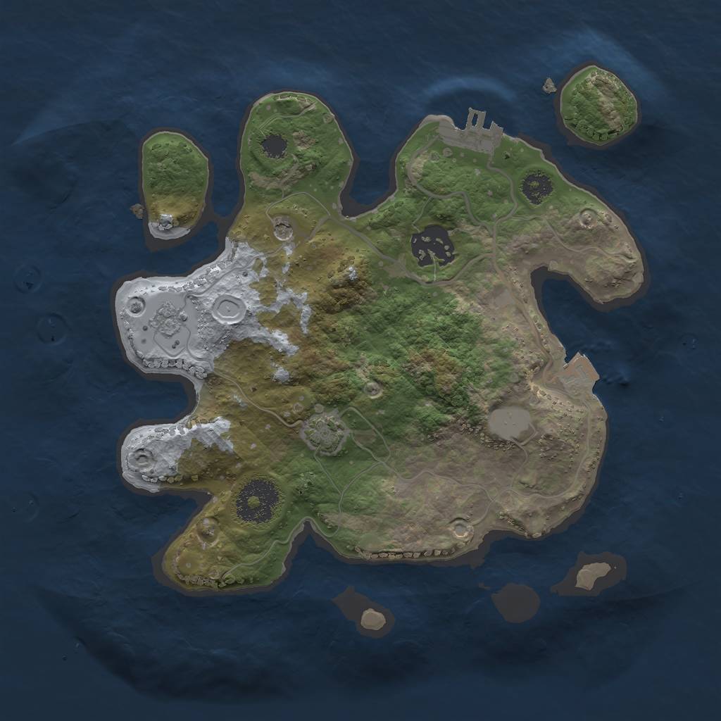 Rust Map: Procedural Map, Size: 2500, Seed: 1068396696, 8 Monuments