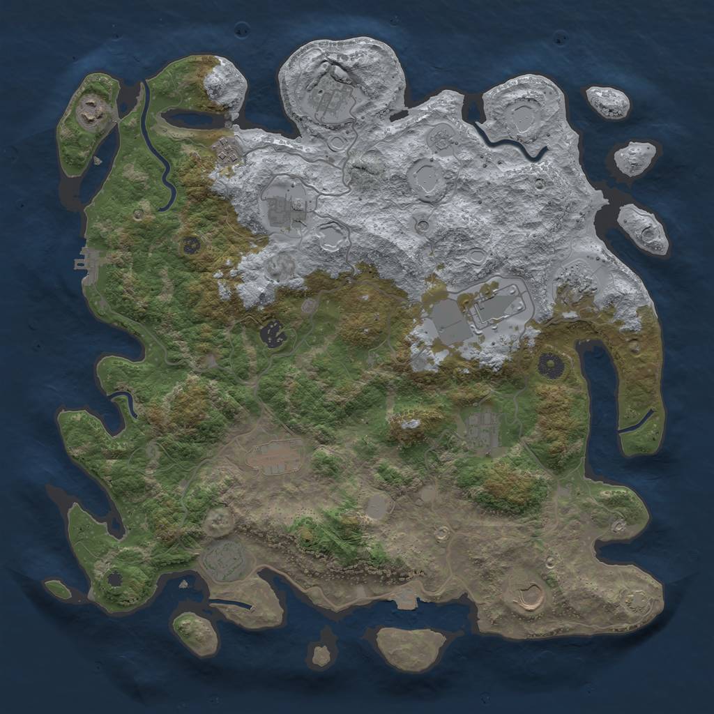 Rust Map: Procedural Map, Size: 4096, Seed: 186616838, 18 Monuments