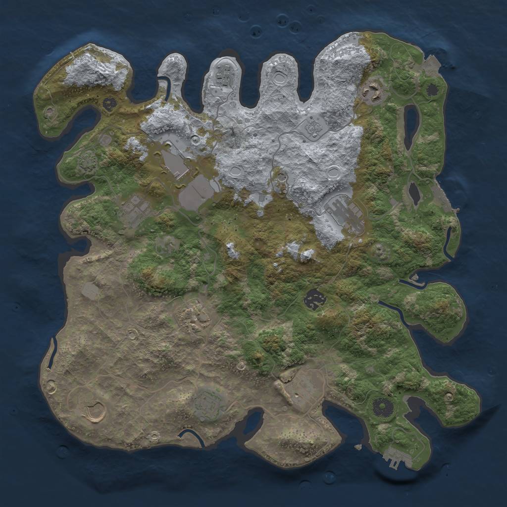 Rust Map: Procedural Map, Size: 3700, Seed: 1836762374, 18 Monuments