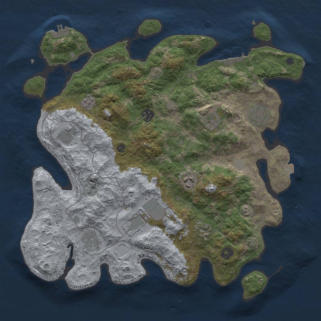 Rust Map: Procedural Map, Size: 3800, Seed: 459245648, 17 Monuments