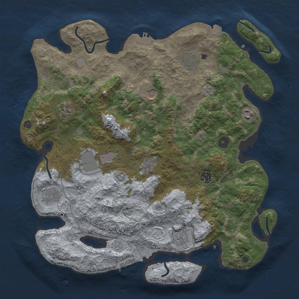 Rust Map: Procedural Map, Size: 4000, Seed: 2107112989, 18 Monuments