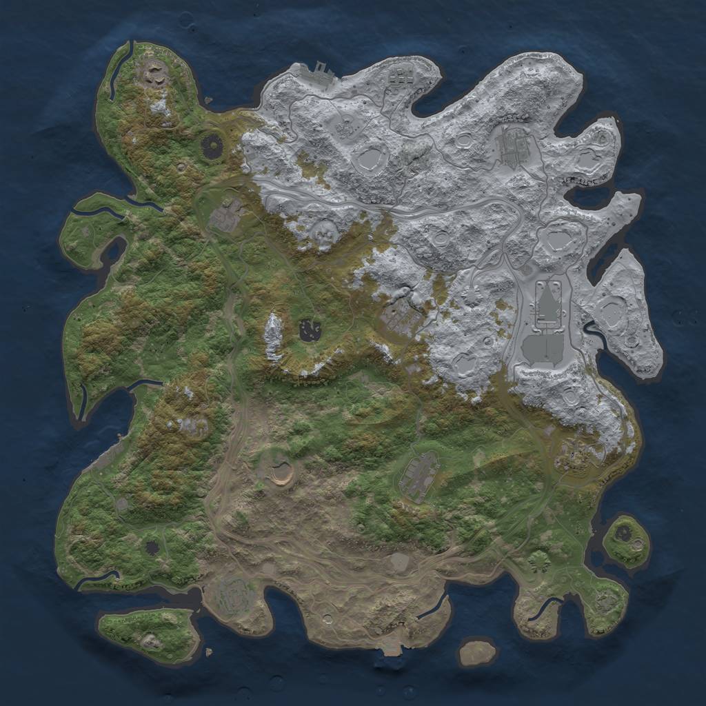 Rust Map: Procedural Map, Size: 4500, Seed: 874972298, 19 Monuments