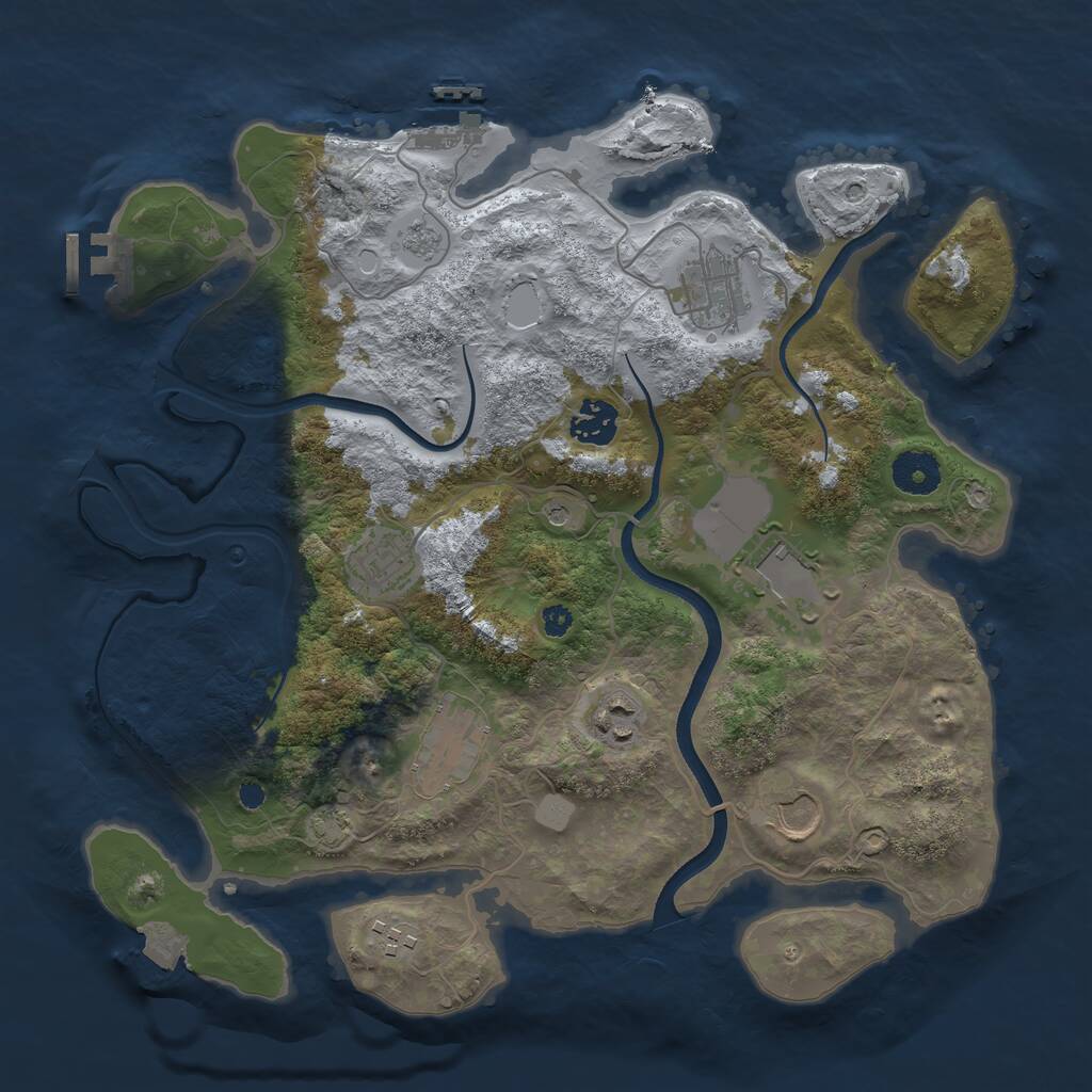 Rust Map: Procedural Map, Size: 3500, Seed: 1556338675, 14 Monuments