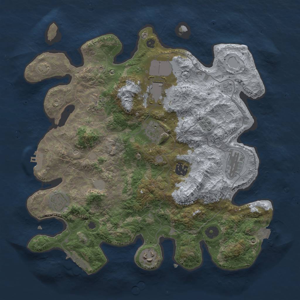 Rust Map: Procedural Map, Size: 3500, Seed: 15246754, 16 Monuments