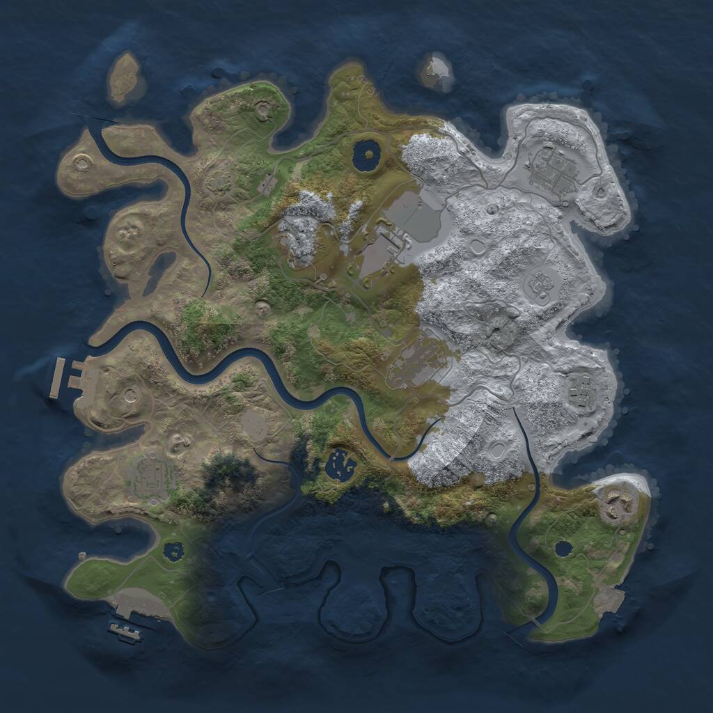 Rust Map: Procedural Map, Size: 3500, Seed: 15246754, 14 Monuments