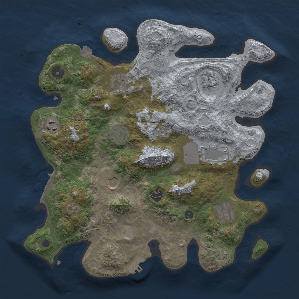 Rust Map: Procedural Map, Size: 3500, Seed: 951434300, 17 Monuments