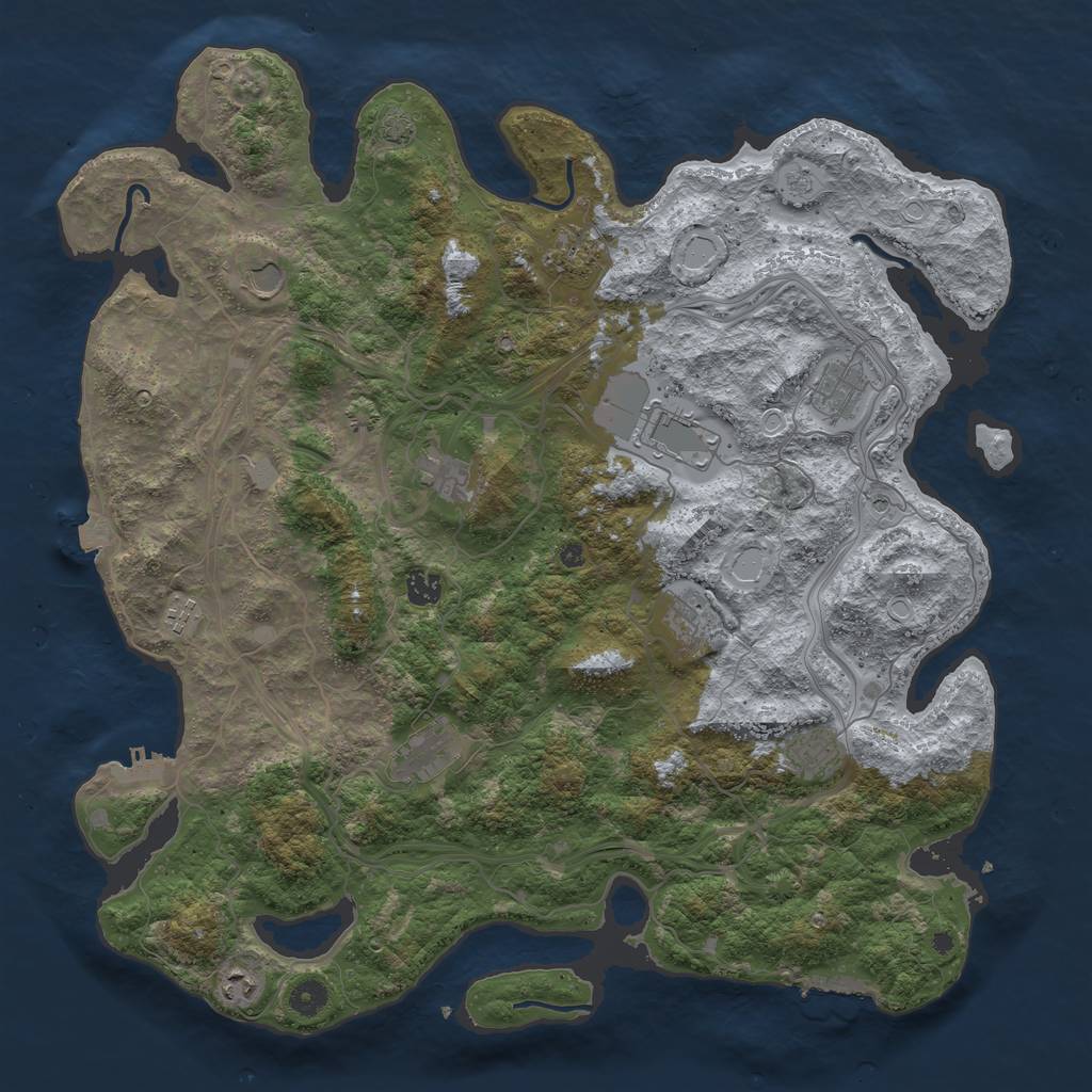 Rust Map: Procedural Map, Size: 4500, Seed: 1932162441, 19 Monuments