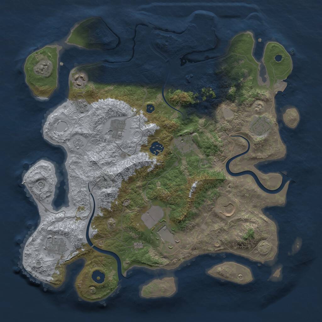Rust Map: Procedural Map, Size: 3700, Seed: 889823110, 14 Monuments