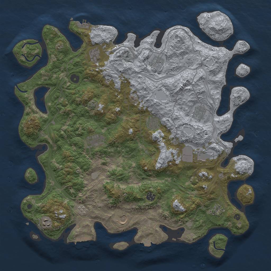 Rust Map: Procedural Map, Size: 4500, Seed: 1999215866, 19 Monuments