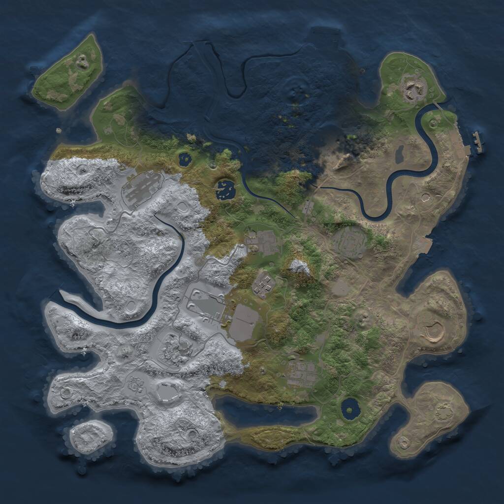 Rust Map: Procedural Map, Size: 3700, Seed: 341744197, 17 Monuments