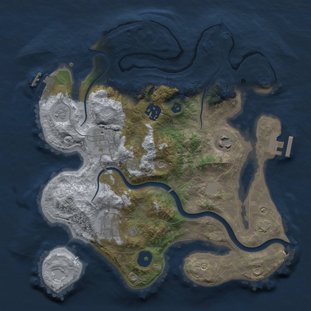 Rust Map: Procedural Map, Size: 3000, Seed: 123654, 10 Monuments