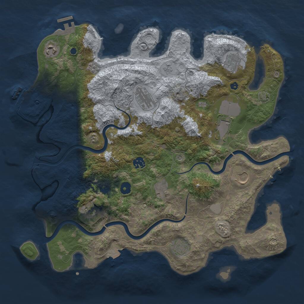 Rust Map: Procedural Map, Size: 3900, Seed: 15623366, 16 Monuments