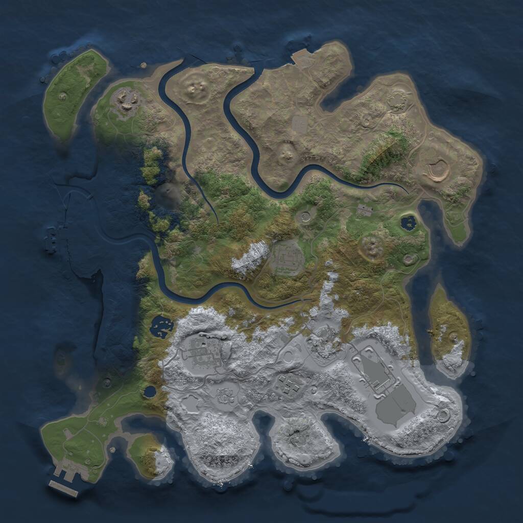 Rust Map: Procedural Map, Size: 3500, Seed: 915647231, 14 Monuments