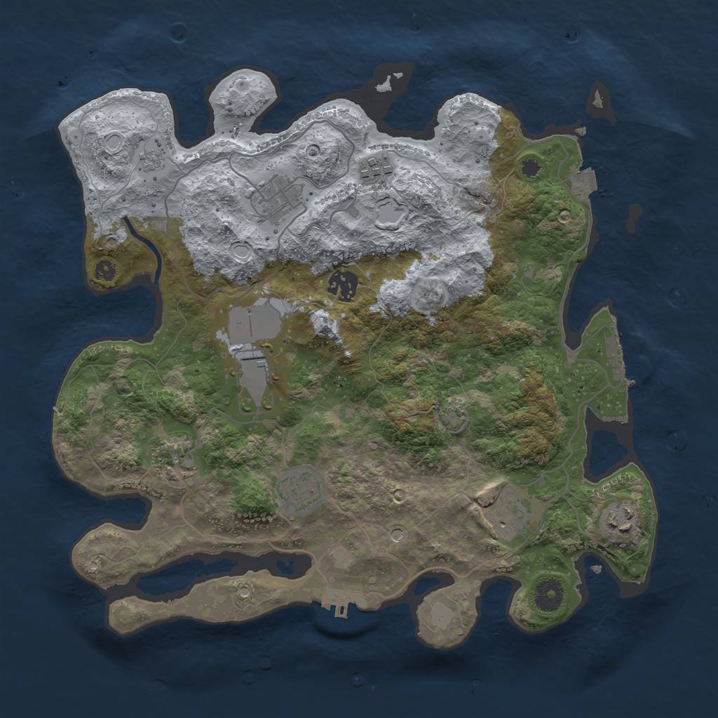 Rust Map: Procedural Map, Size: 3500, Seed: 998075, 16 Monuments