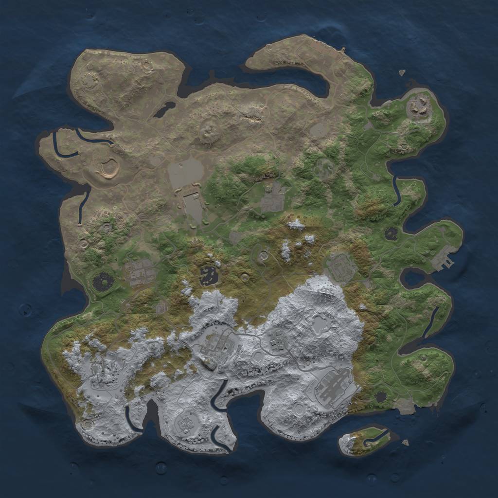 Rust Map: Procedural Map, Size: 3750, Seed: 68826937, 19 Monuments