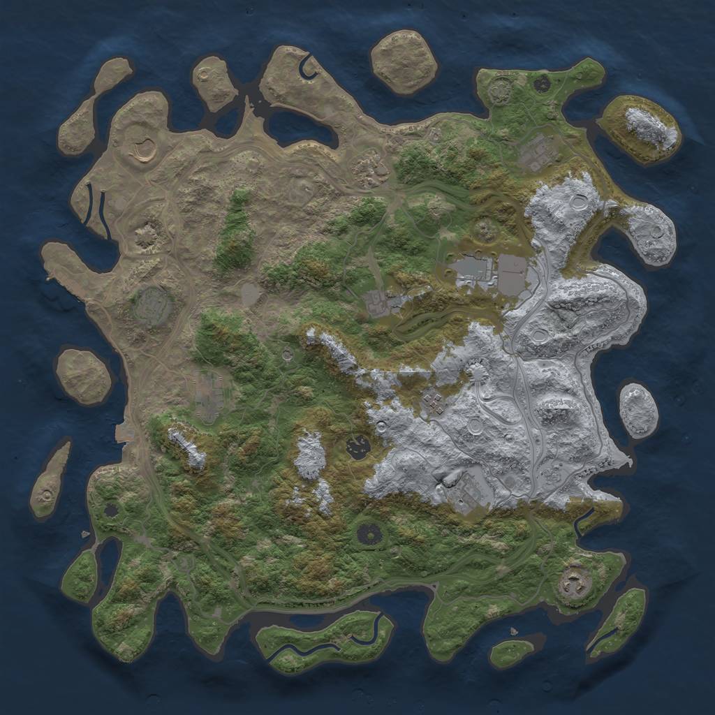 Rust Map: Procedural Map, Size: 4500, Seed: 932433379, 18 Monuments