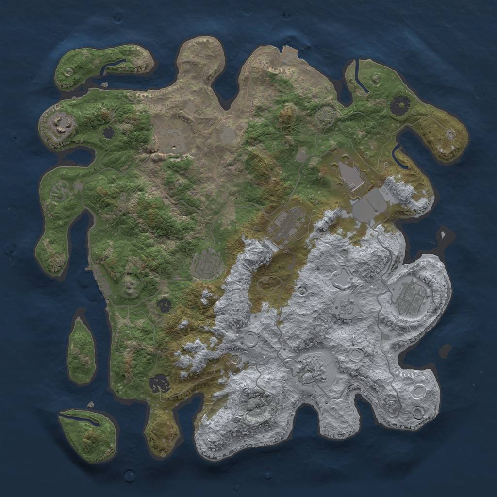 Rust Map: Procedural Map, Size: 3700, Seed: 1176808572, 15 Monuments